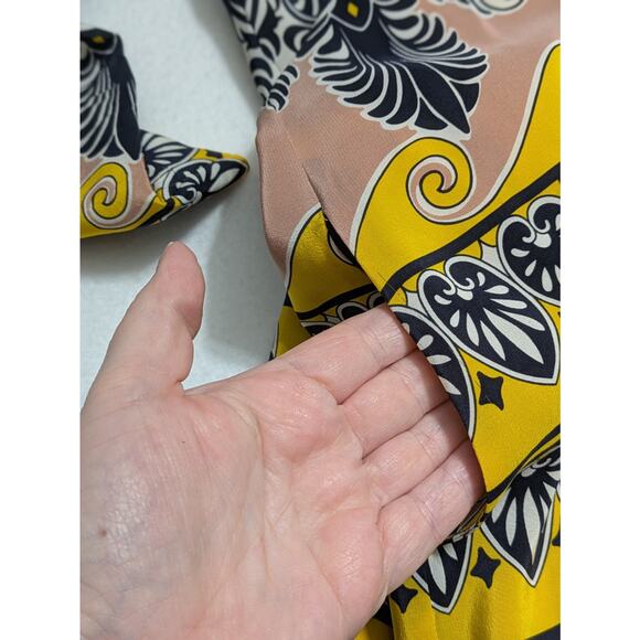 J.Crew Womens Shift Dress Yellow Black Silk Jules Scroll Print Long Sleeve 6 - Picture 8 of 12